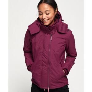 Superdry Pop Zip Hooded Arctic SD-
Windcheater Jacket Maroon Orange Women Medium
